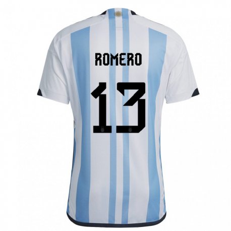 Kandiny Deti Argentínske Cristian Romero #13 Biela Nebeská Modrá Dresy Hazai Csapatmez 22-24 Triĭká