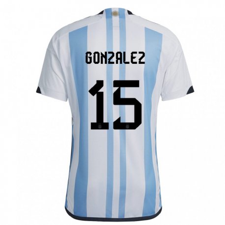 Kandiny Deti Argentínske Nicolas Gonzalez #15 Biela Nebeská Modrá Dresy Hazai Csapatmez 22-24 Triĭká