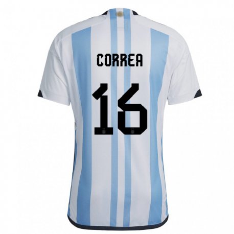 Kandiny Deti Argentínske Angel Correa #16 Biela Nebeská Modrá Dresy Hazai Csapatmez 22-24 Triĭká