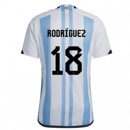 Kandiny Deti Argentínske Guido Rodriguez #18 Biela Nebeská Modrá Dresy Hazai Csapatmez 22-24 Triĭká
