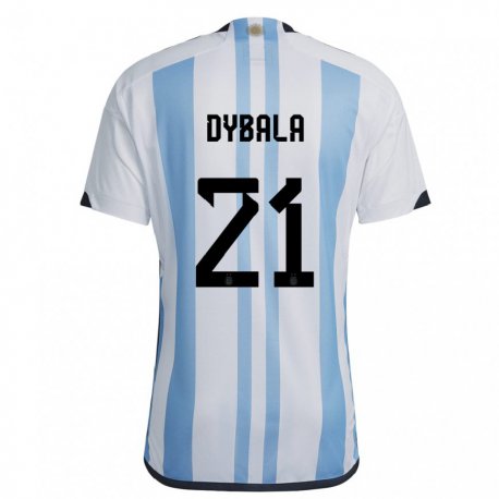 Kandiny Deti Argentínske Paulo Dybala #21 Biela Nebeská Modrá Dresy Hazai Csapatmez 22-24 Triĭká