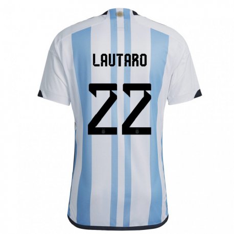 Kandiny Deti Argentínske Lautaro Martinez #22 Biela Nebeská Modrá Dresy Hazai Csapatmez 22-24 Triĭká