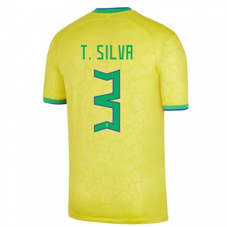 Kandiny Deti Brazílske Thiago Silva #3 žltá Dresy Hazai Csapatmez 22-24 Triĭká