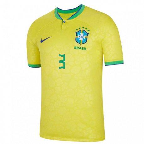 Kandiny Deti Brazílske Thiago Silva #3 žltá Dresy Hazai Csapatmez 22-24 Triĭká