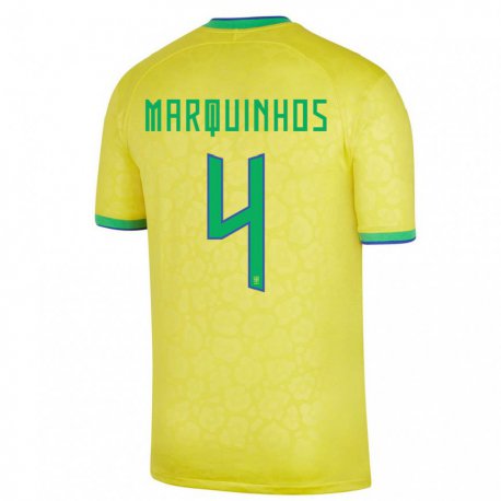 Kandiny Deti Brazílske Marquinhos #4 žltá Dresy Hazai Csapatmez 22-24 Triĭká