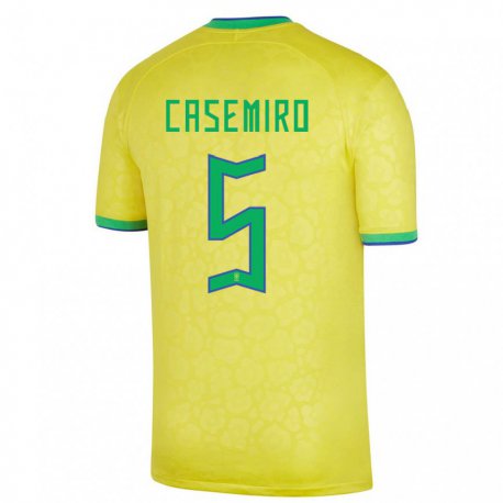 Kandiny Deti Brazílske Casemiro #5 žltá Dresy Hazai Csapatmez 22-24 Triĭká
