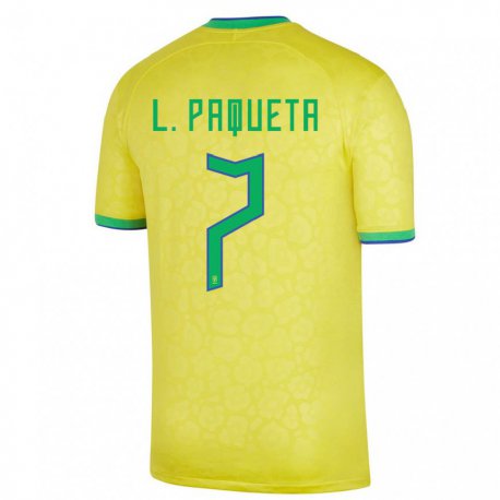 Kandiny Deti Brazílske Lucas Paqueta #7 žltá Dresy Hazai Csapatmez 22-24 Triĭká