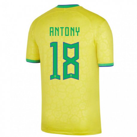 Kandiny Deti Brazílske Antony #18 žltá Dresy Hazai Csapatmez 22-24 Triĭká