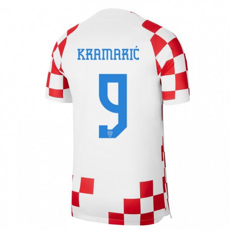 Kandiny Deti Chorvátske Andrej Kramaric #9 Červená Biela Dresy Hazai Csapatmez 22-24 Triĭká