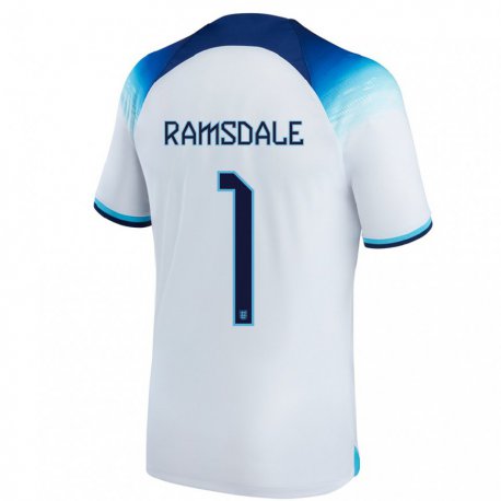 Kandiny Deti Anglické Aaron Ramsdale #1 Biela Modrá Dresy Hazai Csapatmez 22-24 Triĭká