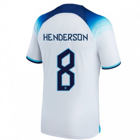 Kandiny Deti Anglické Jordan Henderson #8 Biela Modrá Dresy Hazai Csapatmez 22-24 Triĭká
