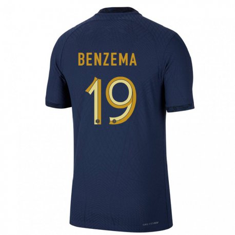 Kandiny Deti Francúzske Karim Benzema #19 Námornícka Modrá Dresy Hazai Csapatmez 22-24 Triĭká