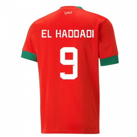 Kandiny Deti Marocké Munir El Haddadi #9 Červená Dresy Hazai Csapatmez 22-24 Triĭká