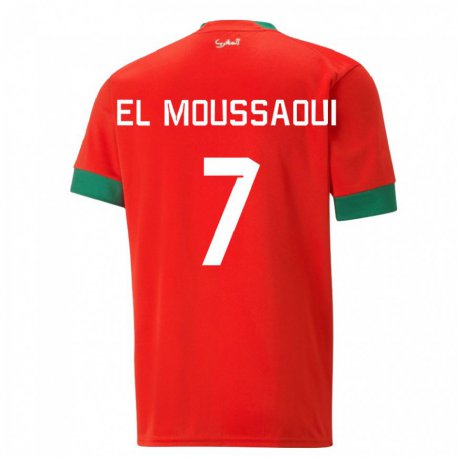 Kandiny Deti Marocké Hamza El Moussaoui #7 Červená Dresy Hazai Csapatmez 22-24 Triĭká