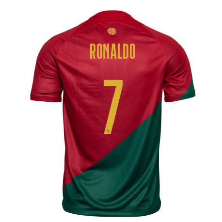 Kandiny Deti Portugalské Cristiano Ronaldo #7 Červená Zelená Dresy Hazai Csapatmez 22-24 Triĭká