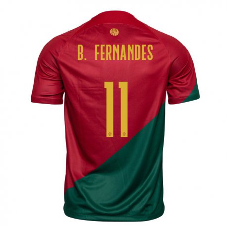 Kandiny Deti Portugalské Bruno Fernandes #11 Červená Zelená Dresy Hazai Csapatmez 22-24 Triĭká