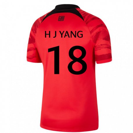 Kandiny Deti Juhokórejské Hyun-jun Yang #18 červená čierna Dresy Hazai Csapatmez 22-24 Triĭká