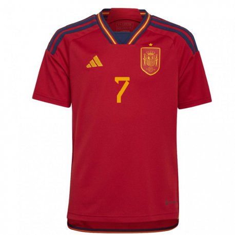 Kandiny Deti Španielske Alvaro Morata #7 Červená Dresy Hazai Csapatmez 22-24 Triĭká