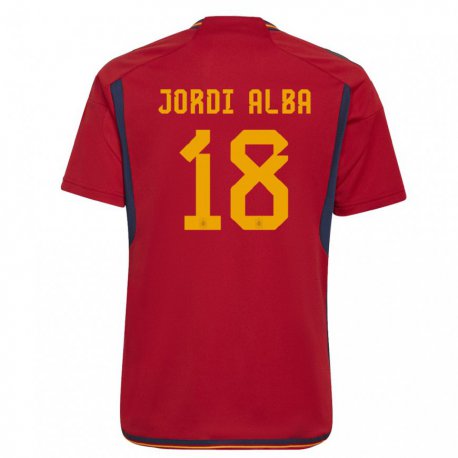 Kandiny Deti Španielske Jordi Alba #18 Červená Dresy Hazai Csapatmez 22-24 Triĭká