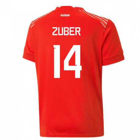 Kandiny Deti Švajčiarske Steven Zuber #14 Červená Dresy Hazai Csapatmez 22-24 Triĭká