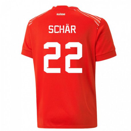 Kandiny Deti Švajčiarske Fabian Schar #22 Červená Dresy Hazai Csapatmez 22-24 Triĭká