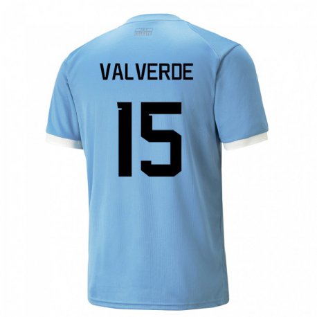 Kandiny Deti Uruguajské Federico Valverde #15 Modrá Dresy Hazai Csapatmez 22-24 Triĭká