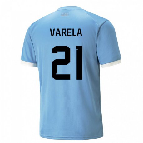 Kandiny Deti Uruguajské Gullermo Varela #21 Modrá Dresy Hazai Csapatmez 22-24 Triĭká