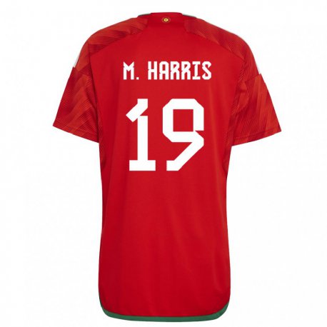 Kandiny Deti Waleské Mark Harris #19 Červená Dresy Hazai Csapatmez 22-24 Triĭká