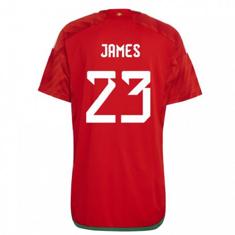 Kandiny Deti Waleské Jordan James #23 Červená Dresy Hazai Csapatmez 22-24 Triĭká