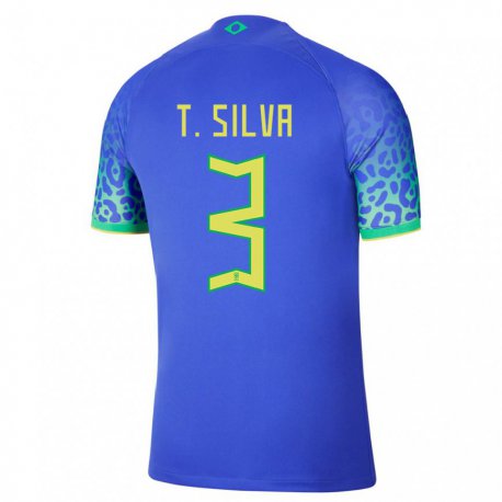 Kandiny Deti Brazílske Thiago Silva #3 Modrá Dresy Idegenbeli Csapatmez 22-24 Triĭká
