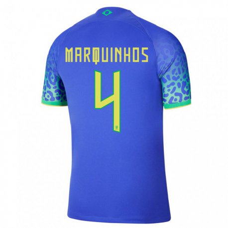 Kandiny Deti Brazílske Marquinhos #4 Modrá Dresy Idegenbeli Csapatmez 22-24 Triĭká