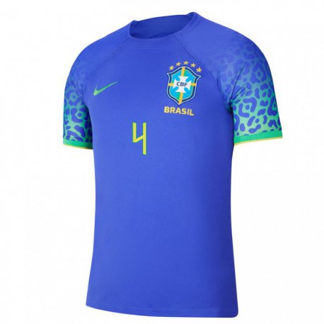 Kandiny Deti Brazílske Marquinhos #4 Modrá Dresy Idegenbeli Csapatmez 22-24 Triĭká