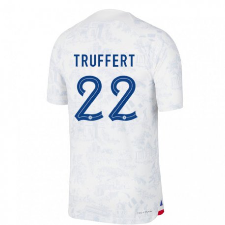 Kandiny Deti Francúzske Adrien Truffert #22 Biela Modrá Dresy Idegenbeli Csapatmez 22-24 Triĭká