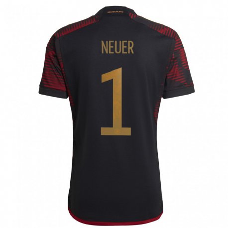 Kandiny Deti Nemecké Manuel Neuer #1 Čierna Maroon Dresy Idegenbeli Csapatmez 22-24 Triĭká