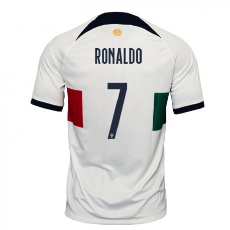 Kandiny Deti Portugalské Cristiano Ronaldo #7 Biely Dresy Idegenbeli Csapatmez 22-24 Triĭká