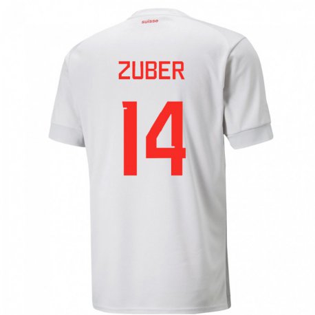 Kandiny Deti Švajčiarske Steven Zuber #14 Biely Dresy Idegenbeli Csapatmez 22-24 Triĭká