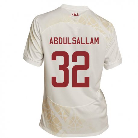 Kandiny Deti Katarské Jassem Gaber Abdulsallam #32 Zlato Béžová Dresy Idegenbeli Csapatmez 22-24 Triĭká