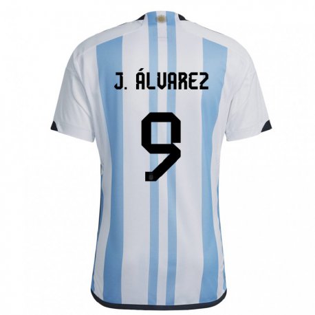 Kandiny Muži Argentínske Julian Alvarez #9 Biela Nebeská Modrá Dresy Hazai Csapatmez 22-24 Triĭká