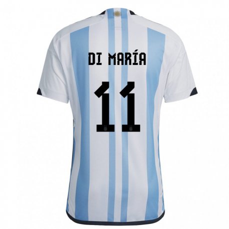 Kandiny Muži Argentínske Angel Di Maria #11 Biela Nebeská Modrá Dresy Hazai Csapatmez 22-24 Triĭká