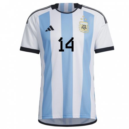 Kandiny Muži Argentínske Enzo Fernandez #14 Biela Nebeská Modrá Dresy Hazai Csapatmez 22-24 Triĭká