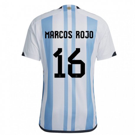 Kandiny Muži Argentínske Marcos Rojo #16 Biela Nebeská Modrá Dresy Hazai Csapatmez 22-24 Triĭká