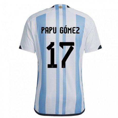 Kandiny Muži Argentínske Papu Gomez #17 Biela Nebeská Modrá Dresy Hazai Csapatmez 22-24 Triĭká