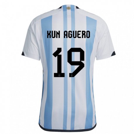 Kandiny Muži Argentínske Sergio Aguero #19 Biela Nebeská Modrá Dresy Hazai Csapatmez 22-24 Triĭká