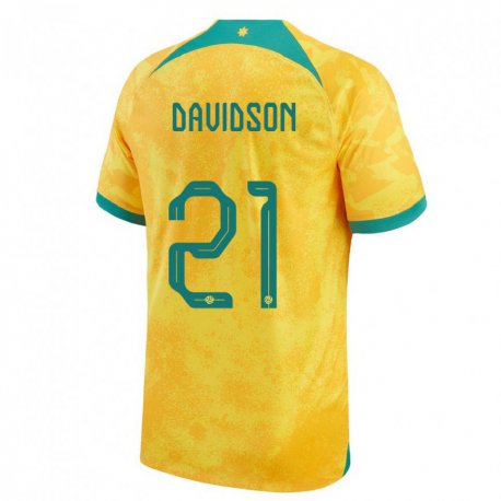 Kandiny Muži Austrálske Jason Davidson #21 Zlatý Dresy Hazai Csapatmez 22-24 Triĭká