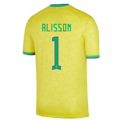 Kandiny Muži Brazílske Alisson #1 žltá Dresy Hazai Csapatmez 22-24 Triĭká