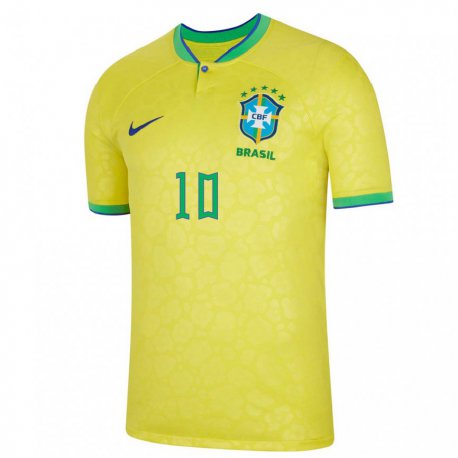 Kandiny Muži Brazílske Neymar #10 žltá Dresy Hazai Csapatmez 22-24 Triĭká