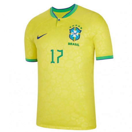 Kandiny Muži Brazílske Bruno Guimaraes #17 žltá Dresy Hazai Csapatmez 22-24 Triĭká