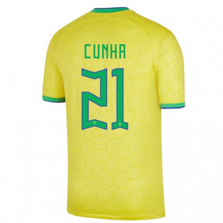 Kandiny Muži Brazílske Matheus Cunha #21 žltá Dresy Hazai Csapatmez 22-24 Triĭká