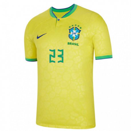 Kandiny Muži Brazílske Ederson #23 žltá Dresy Hazai Csapatmez 22-24 Triĭká