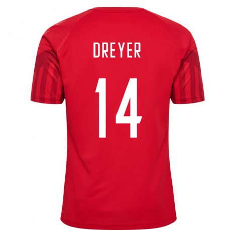 Kandiny Muži Dánske Anders Dreyer #14 Červená Dresy Hazai Csapatmez 22-24 Triĭká